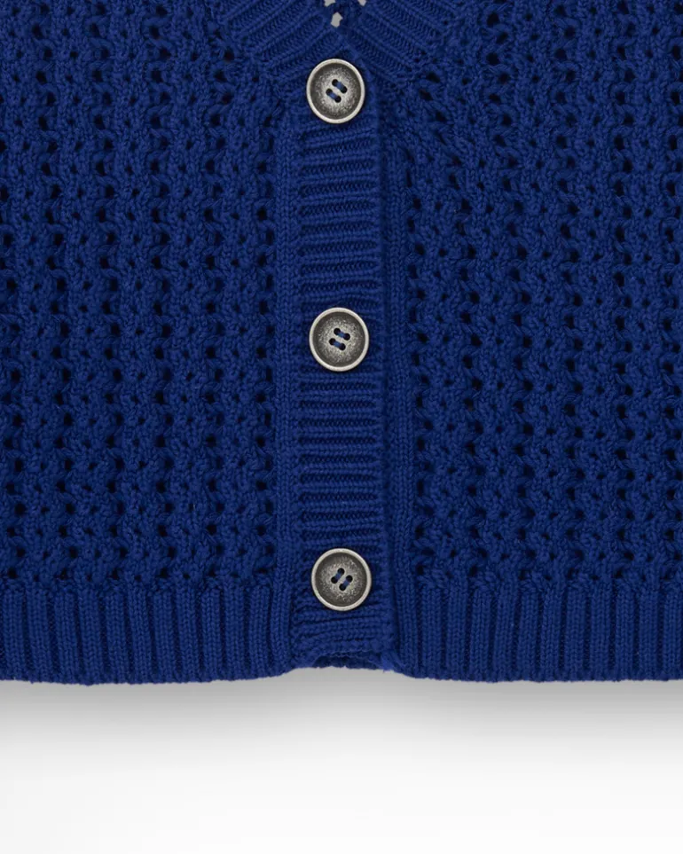 Veste pour fille en bleu avec boutons décoratifs