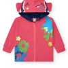 Veste rose pour fille avec fleurs et capuche avec oreilles décoratives