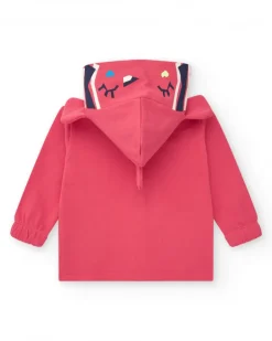Veste rose pour fille avec fleurs et capuche avec oreilles décoratives